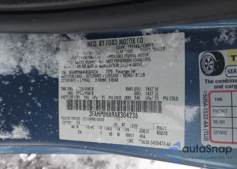 2010 Ford Fusion Se z USA, uszkodzony, nr VIN 3FAHP0HA9AR304236